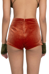 CHEEKZ Jeffrey Campbell Shorts Rust Velvet _hover