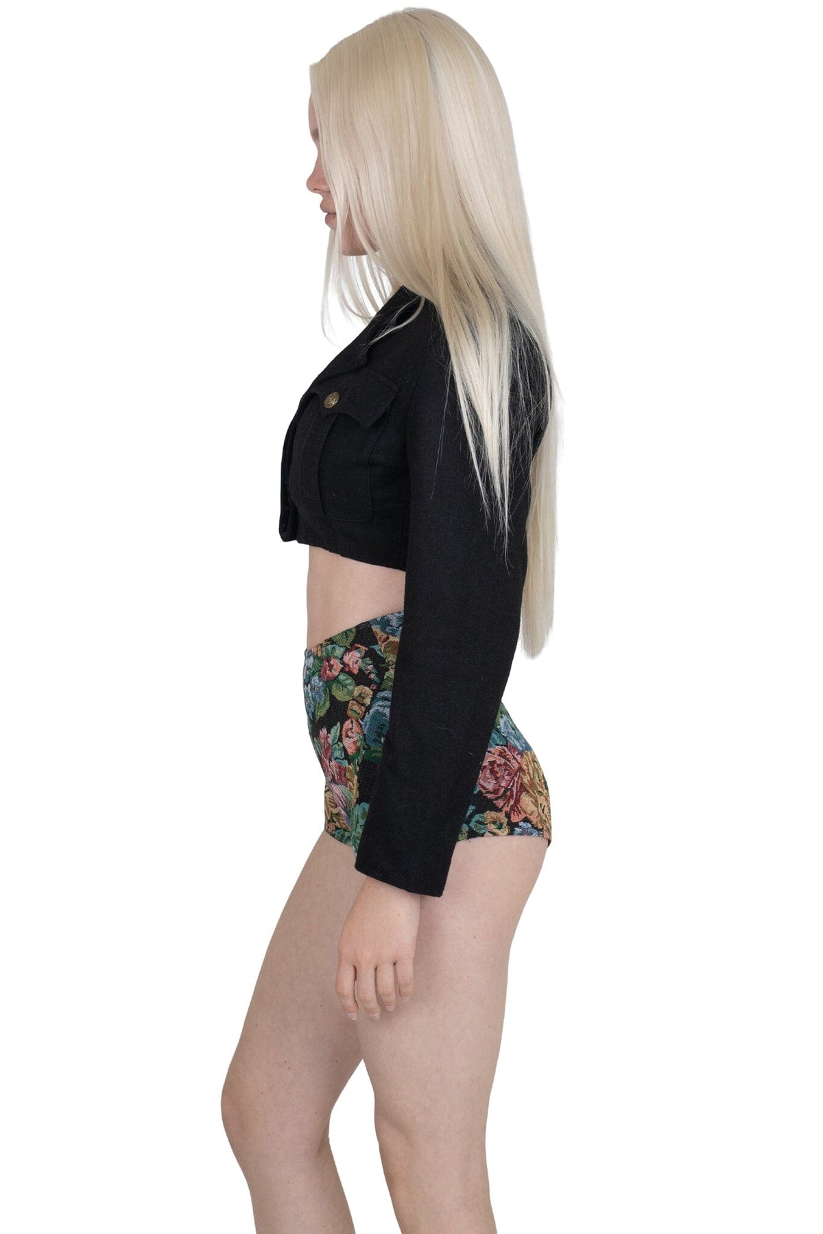 CHEEKZ-T SHORTS Black Floral Tapestry