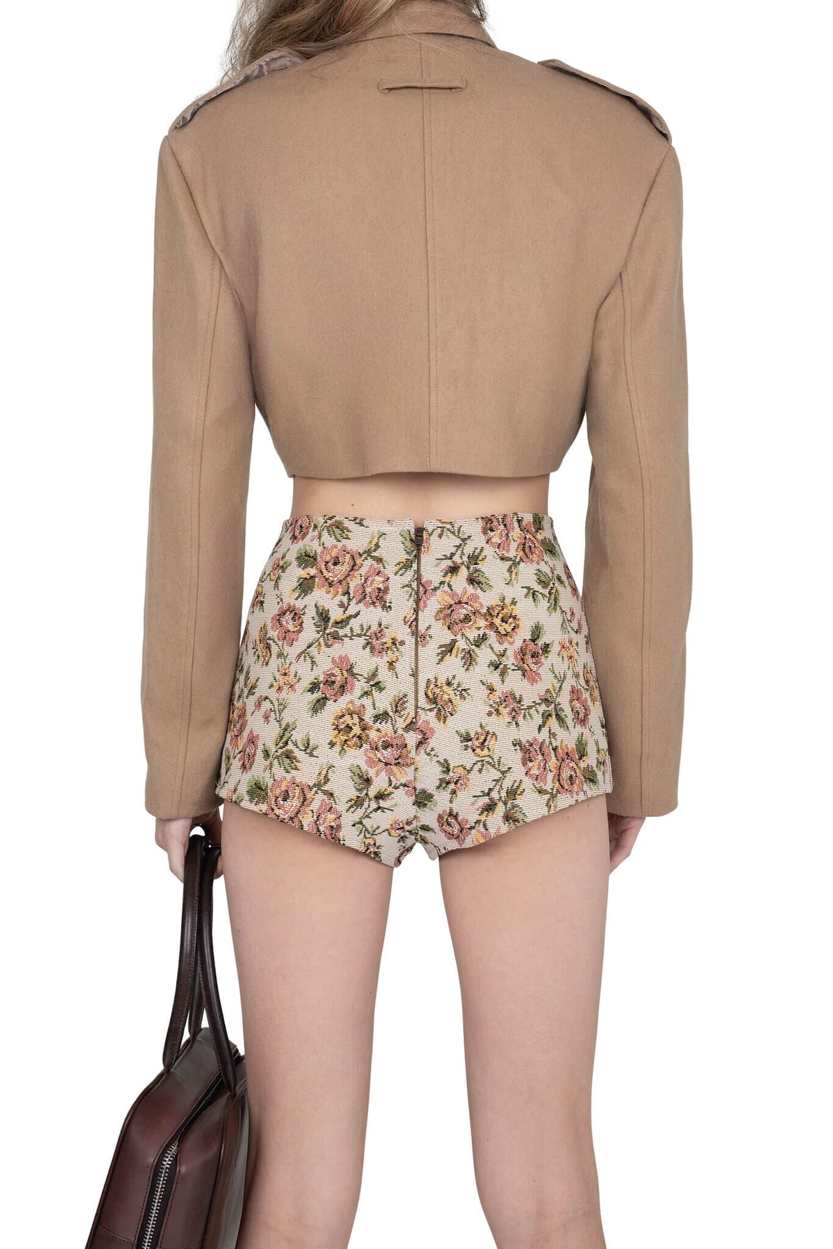 CHEEKZ-T Jeffrey Campbell Shorts Beige Floral Tapestry _hover