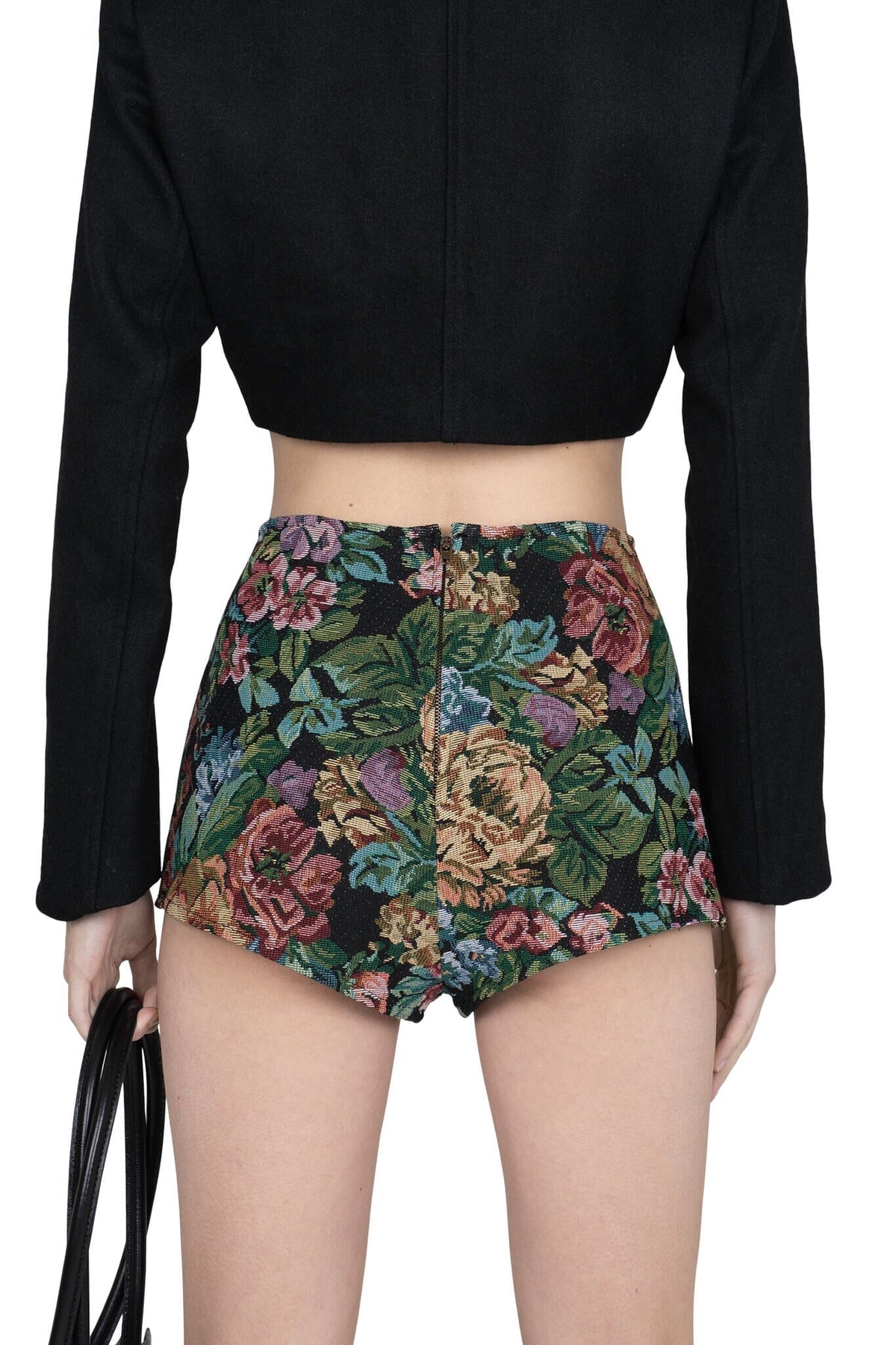 CHEEKZ-T Jeffrey Campbell Shorts Black Floral Tapestry