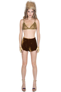 CHEEKZ Jeffrey Campbell Shorts Khaki Velvet