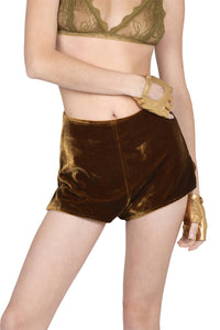 CHEEKZ Jeffrey Campbell Shorts Khaki Velvet 