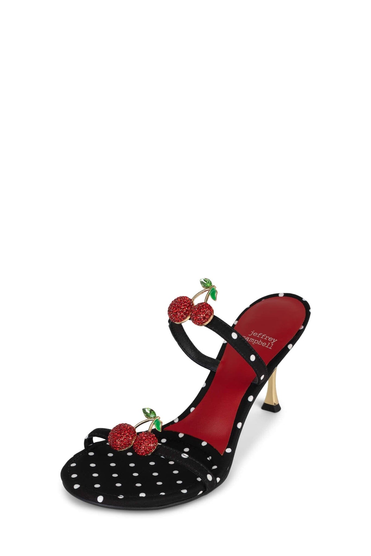 CHERRY-PIE Jeffrey Campbell Heeled Sandal Black White Polka Dot 