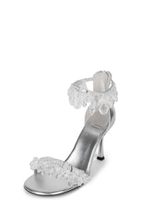 CHRYST Jeffrey Campbell Heeled Sandals Silver Clear