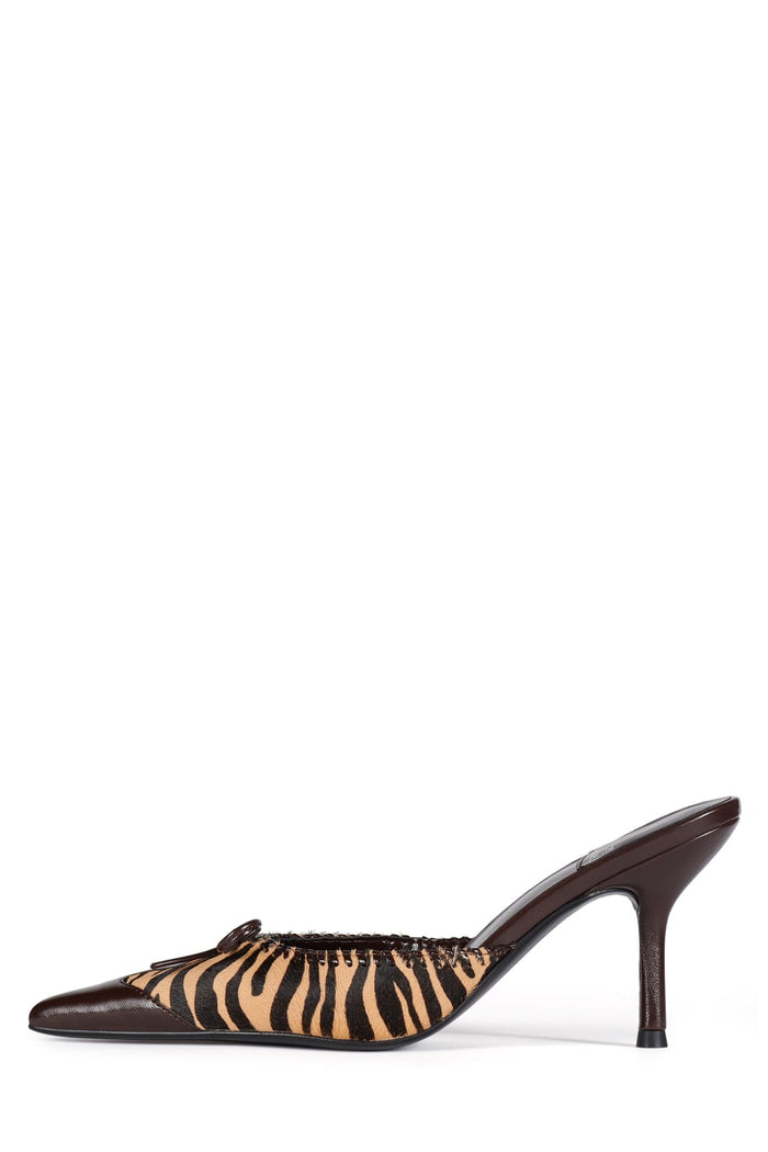 CLARA-B-F Jeffrey Campbell Heeled Mule Brown Zebra Combo