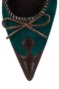 CLARABELLE Jeffrey Campbell Heeled Mule Turquoise Suede Brown Cmb