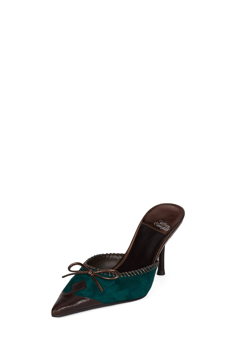 CLARABELLE Jeffrey Campbell Heeled Mule Turquoise Suede Brown Cmb
_hover