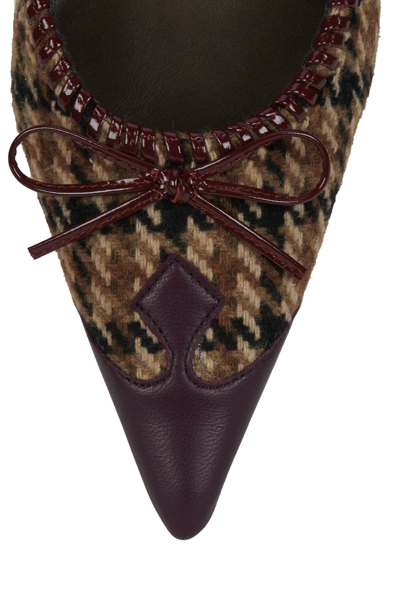 CLARABELLE Jeffrey Campbell Heeled Mule Brown Tweed Brn Snk Cmbo