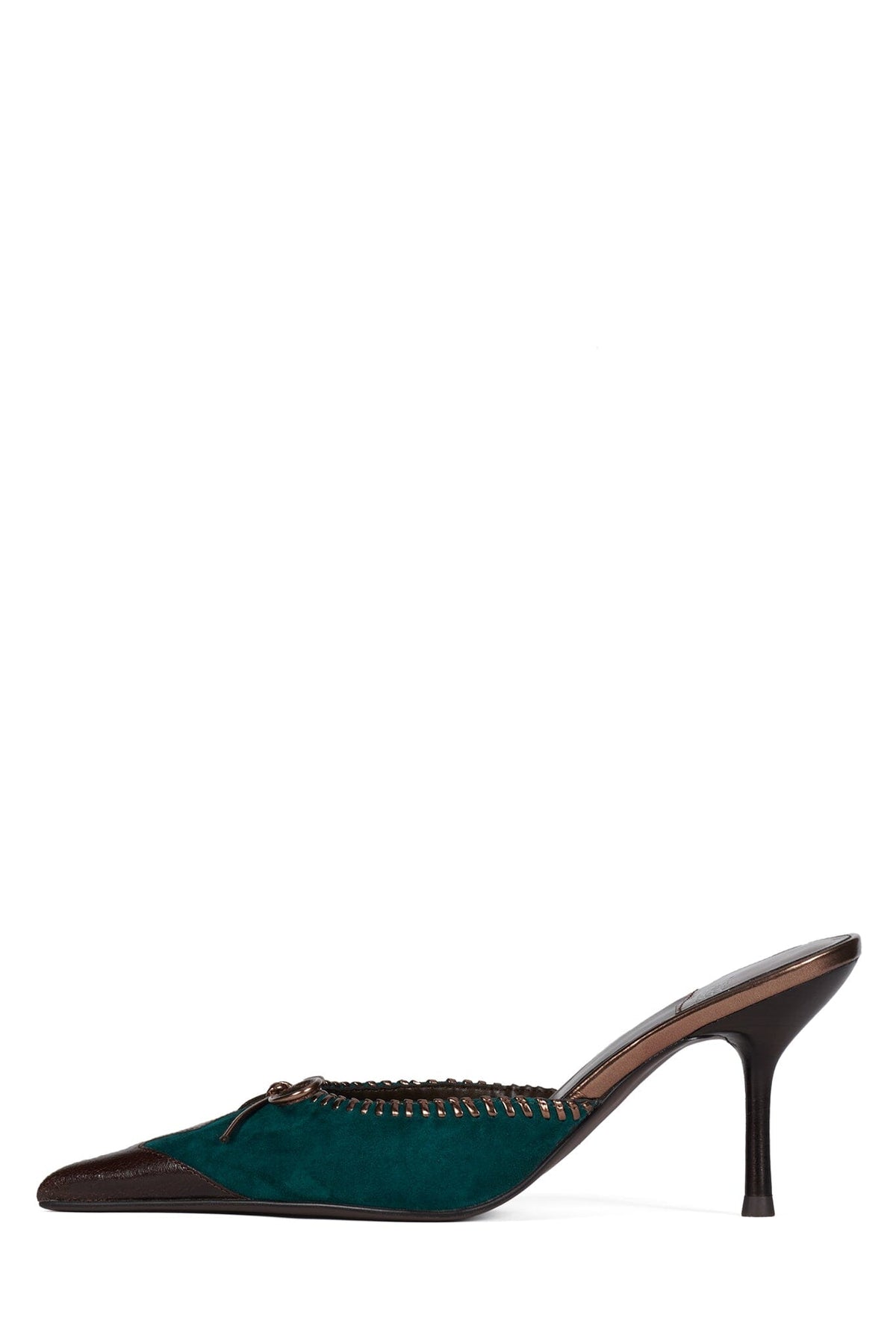 CLARABELLE Jeffrey Campbell Heeled Mule Turquoise Suede Brown Cmb