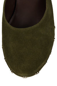 CLOGUETTE Jeffrey Campbell Platform Mule Olive Suede