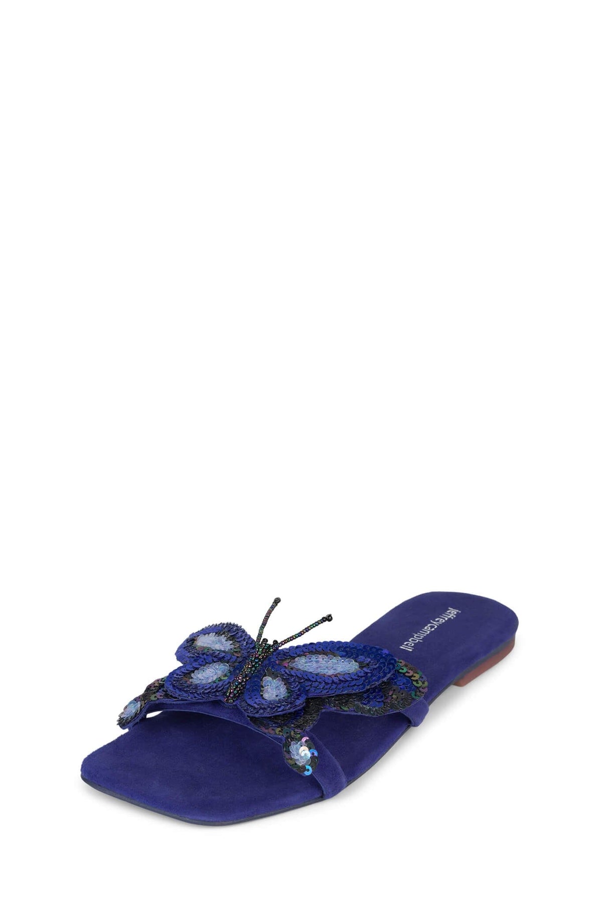 CLOUDYWING Jeffrey Campbell Flat Sandals Blue Suede Combo