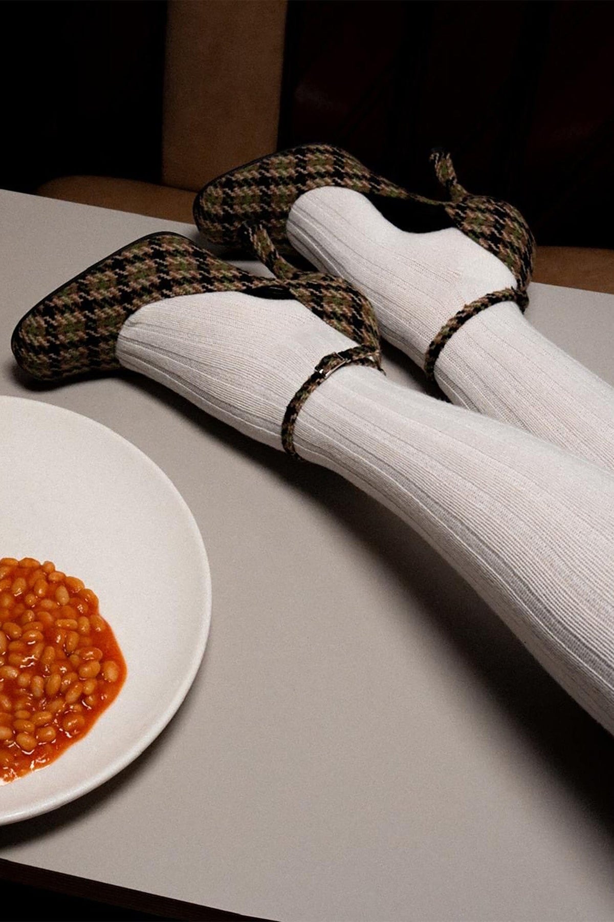 COMPLY Jeffrey Campbell High-Heel Green Plaid Tweed