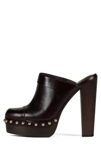 CONFIDENT Jeffrey Campbell Platform Mule with Stud Detail Coffee Gold