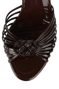 CONSTELLA Jeffrey Campbell Heeled Sandal Caramel Patent Combo