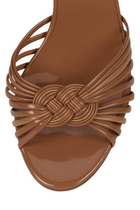 CONSTELLA Jeffrey Campbell Heeled Sandal Caramel Patent Combo