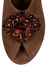 CORONATE Jeffrey Campbell Heeled Mule Caramel Suede