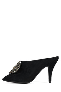 CORONATE Jeffrey Campbell Heeled Mule Black Suede