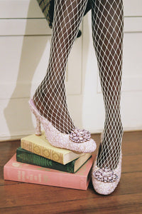 CRUMPET Jeffrey Campbell Heeled Mule Pink Tweed Lilac
