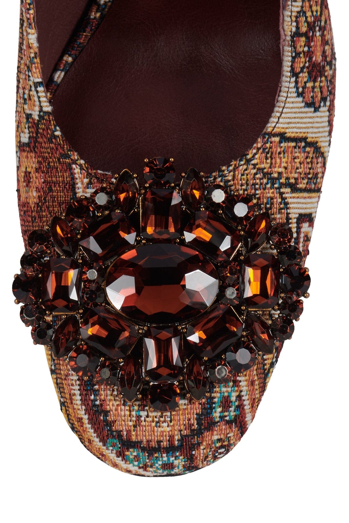 CRUMPET Jeffrey Campbell Heeled Mule Beige Rust Tapestry