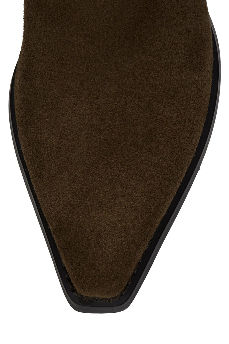 DAGGET Jeffrey Campbell Heeled Boot Brown Suede