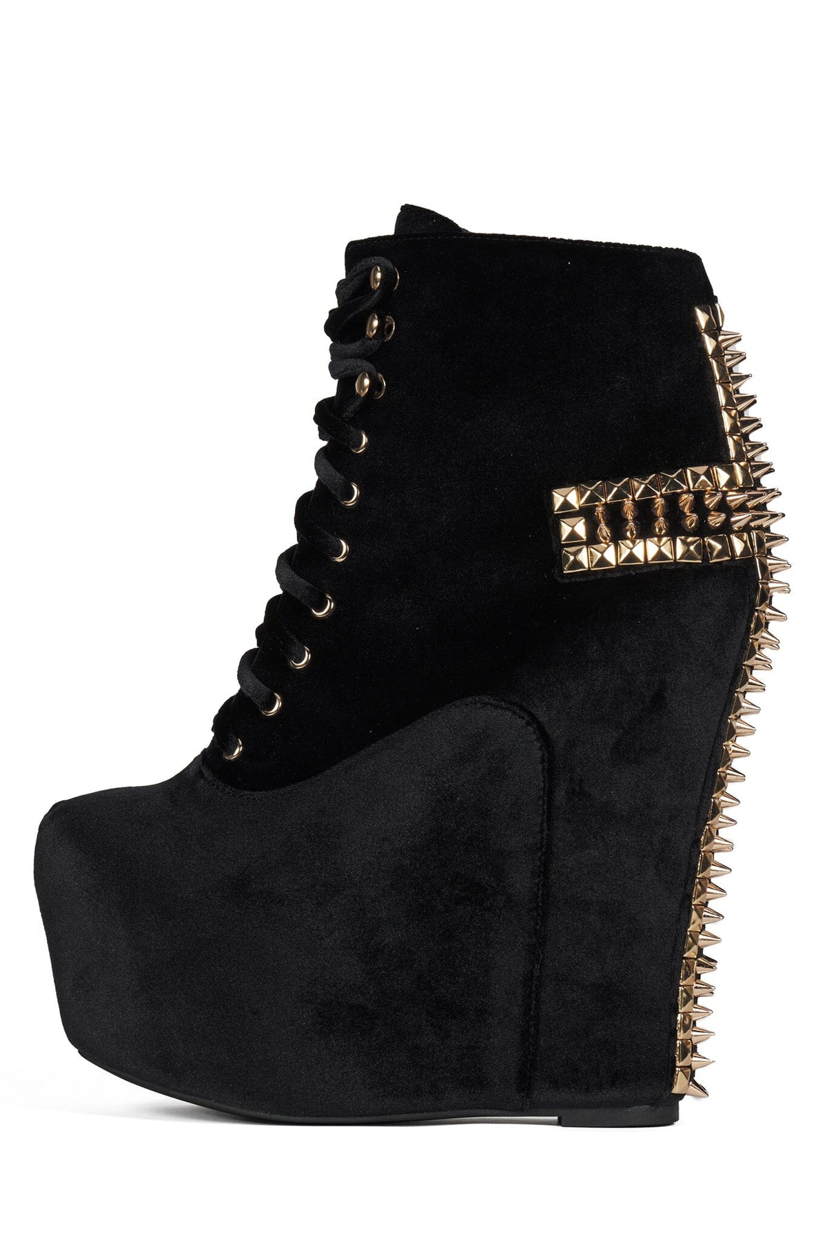 DAMSEL-CRS Platform Boot Black Velvet Gold