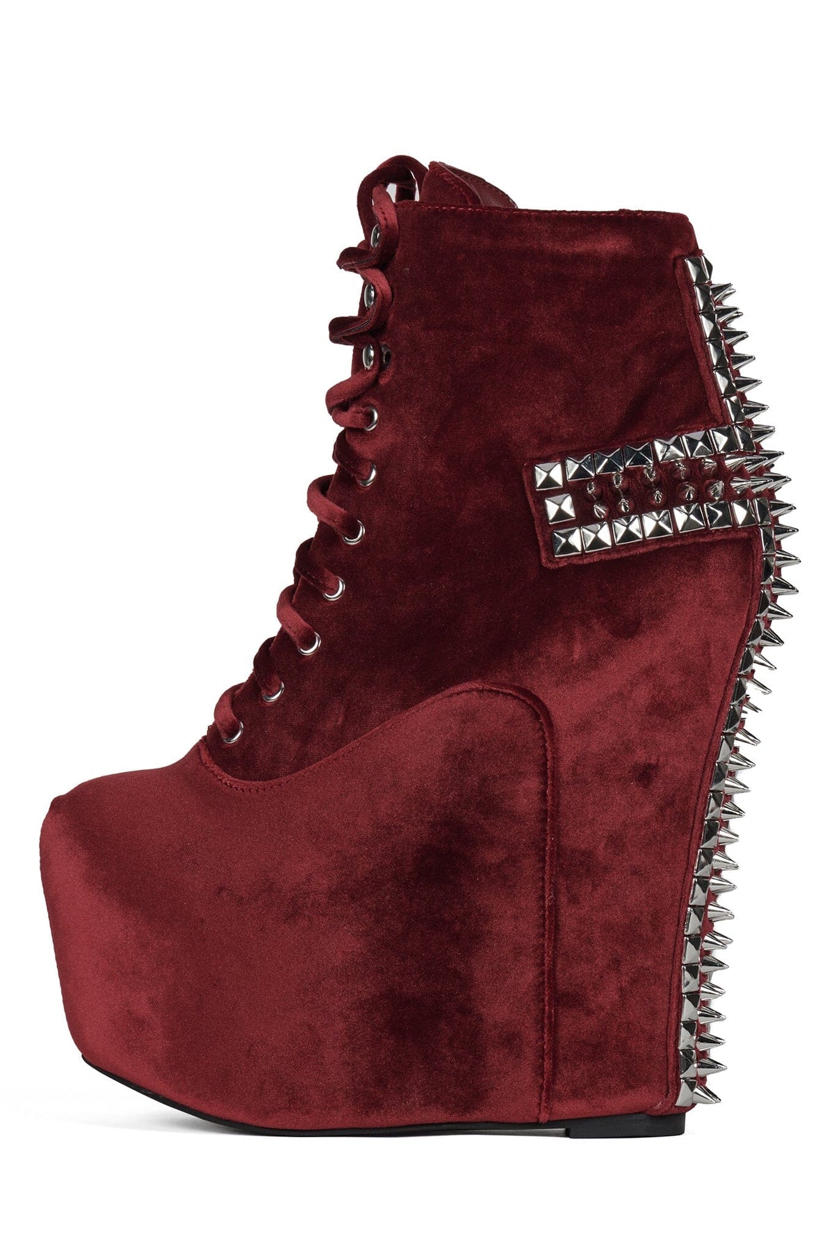 DAMSEL-CRS Platform Boot Wine Velvet Silver