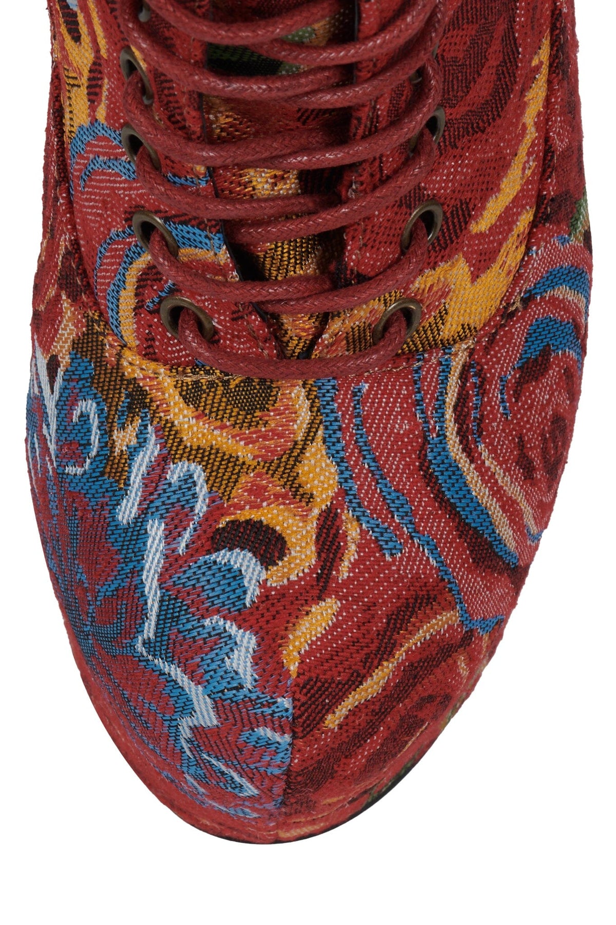 DAMSEL Jeffrey Campbell Platform Boot Red Flower Tapestry