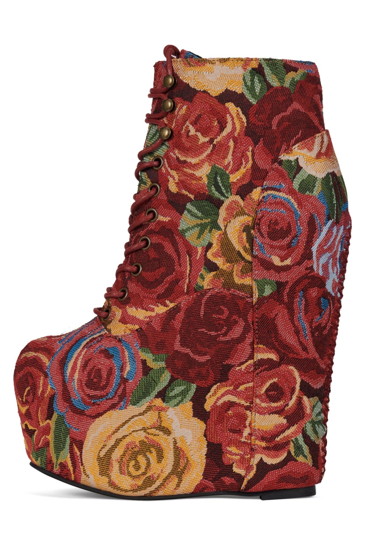 DAMSEL Jeffrey Campbell Platform Boot Red Flower Tapestry