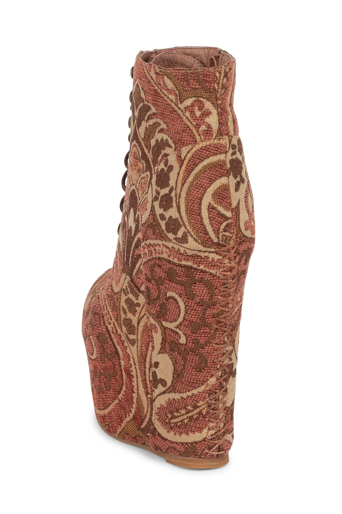DAMSEL Jeffrey Campbell Platform Boot Cognac Tapestry 