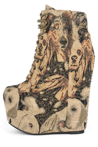 DAMSEL Jeffrey Campbell Platform Boot Dog Print Tapestry