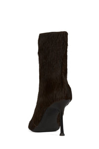 DARING-F Jeffrey Campbell Ankle Bootie Brown Long Hair