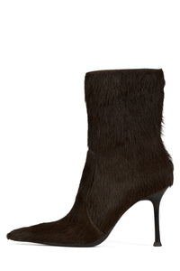 DARING-F Jeffrey Campbell Ankle Bootie Brown Long Hair