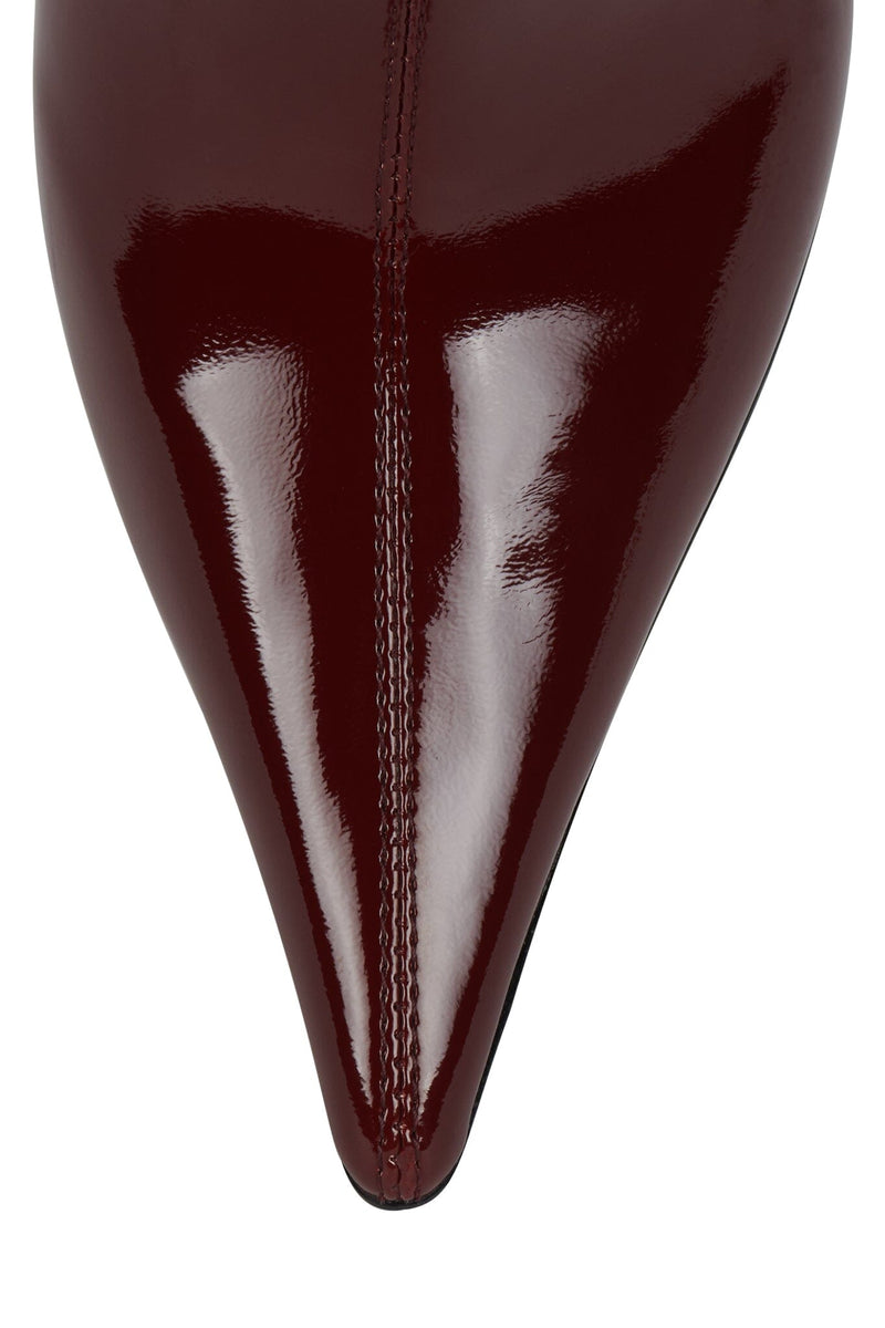 DARLING-3 Jeffrey Campbell Knee-High Stiletto Boot Dark Red Patent