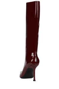 DARLING-3 Jeffrey Campbell Knee-High Stiletto Boot Dark Red Patent