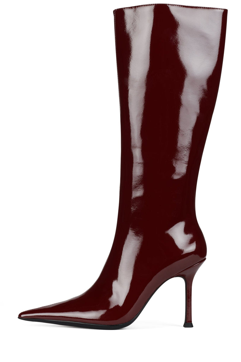 DARLING-3 Jeffrey Campbell Knee-High Stiletto Boot Dark Red Patent