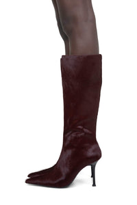 DARLING-3F Jeffrey Campbell Stiletto Boot Wine Long Hair