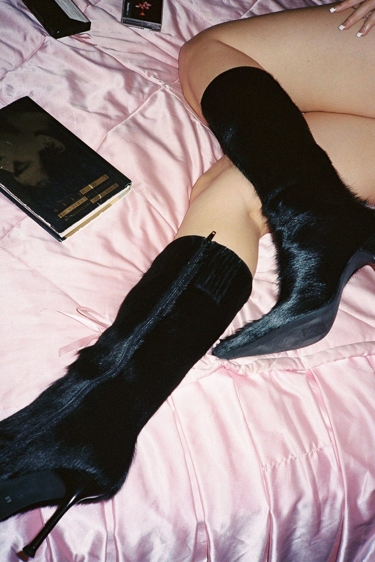 DARLING-3F Jeffrey Campbell Stiletto Boot Black Long Hair