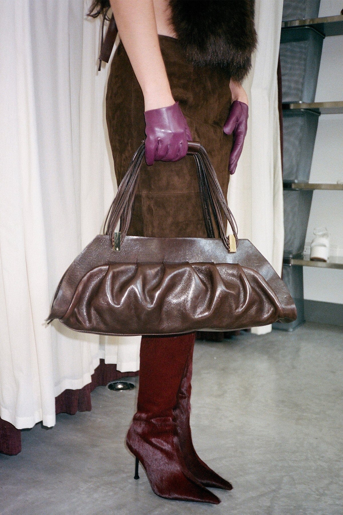 DARLING-3F Jeffrey Campbell Stiletto Boot Wine Long Hair