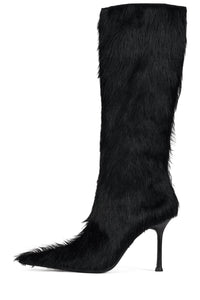 DARLING-3F Jeffrey Campbell Stiletto Boot Black Long Hair