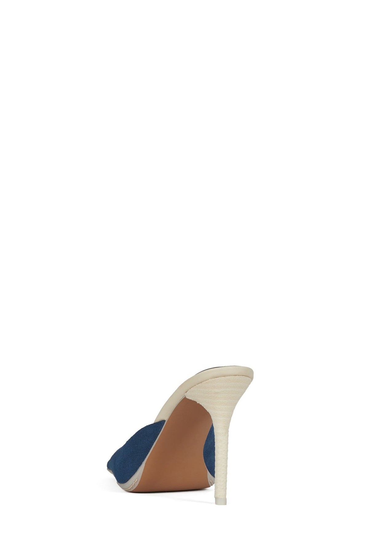 DELIBERATE Heeled Mule Blue Suede White Stack