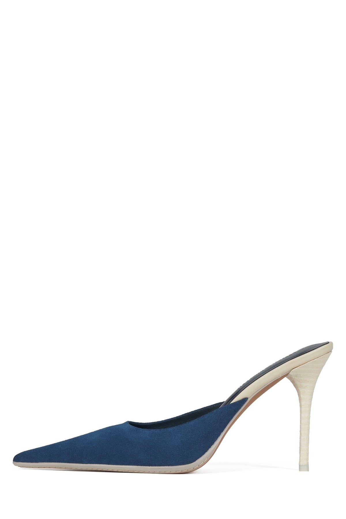 DELIBERATE Heeled Mule Blue Suede White Stack