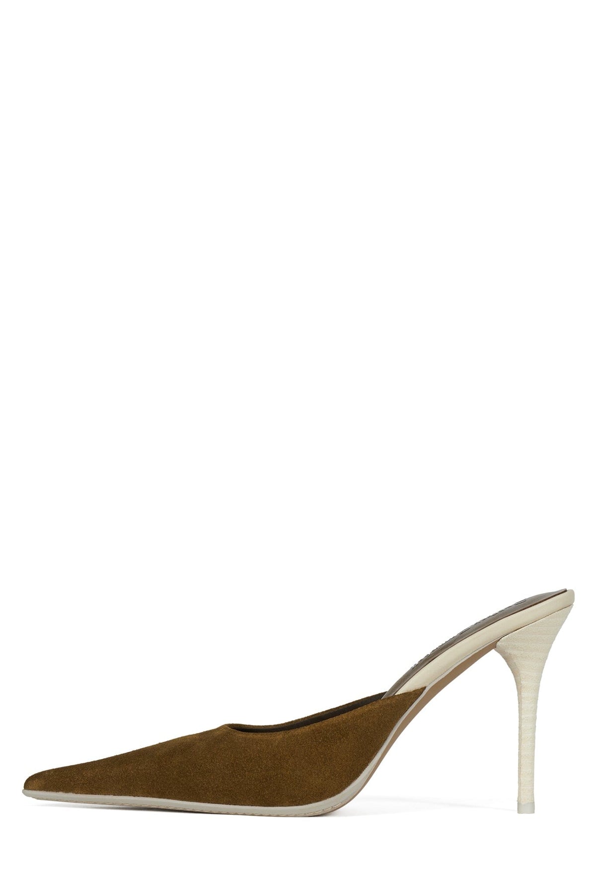 DELIBERATE Heeled Mule Tan Suede White Stack