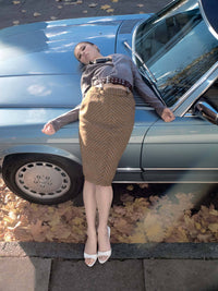 DELPHY SKIRT Jeffrey Campbell Midi Skirt Brown Plaid Tweed _hover