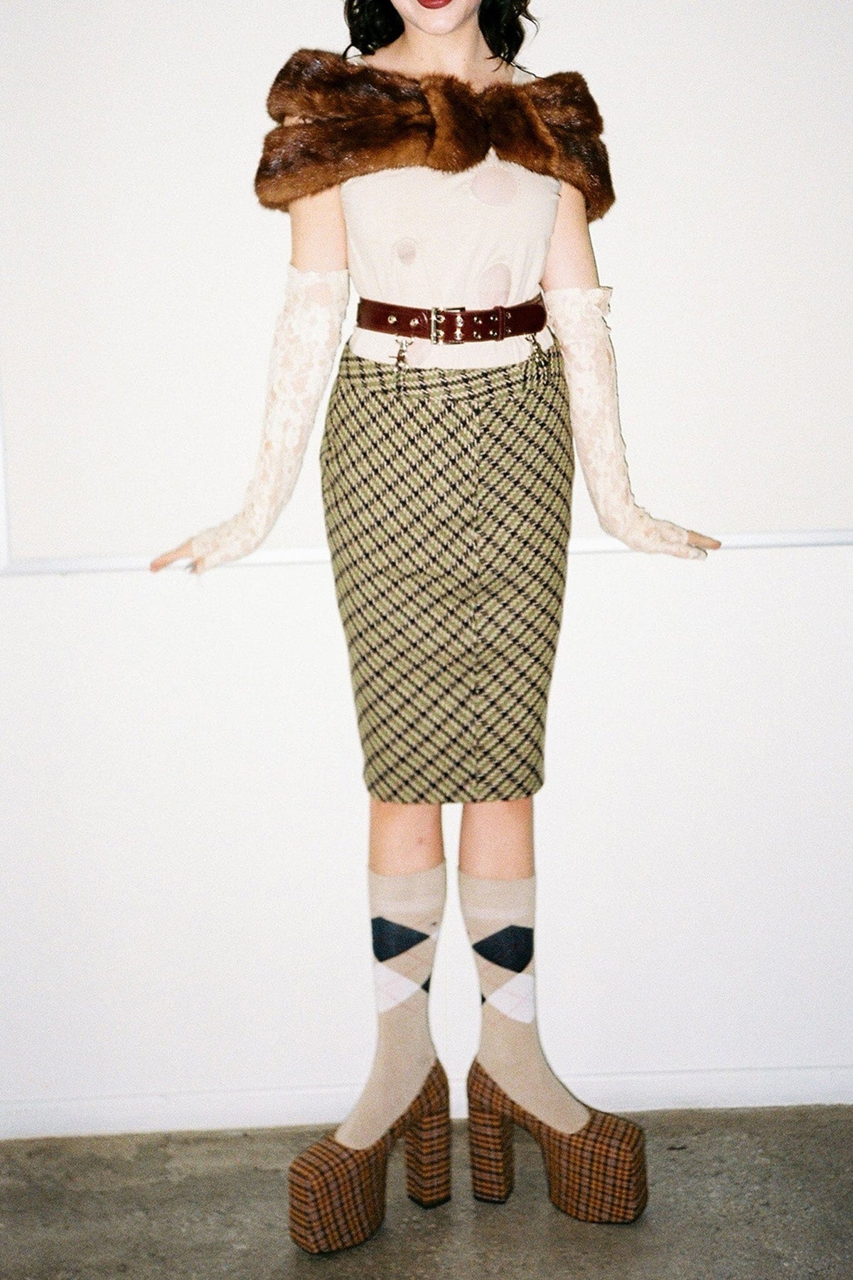 THE-DRAMA Jeffrey Campbell Platform Pump Yellow Plaid Tweed