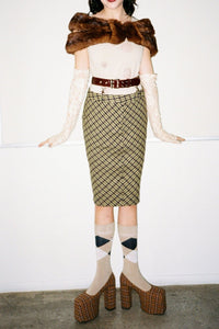 THE-DRAMA Jeffrey Campbell Platform Pump Yellow Plaid Tweed