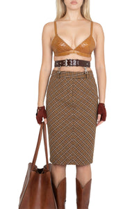 DELPHY SKIRT Skirt YYH  brown plaid tweed_hover