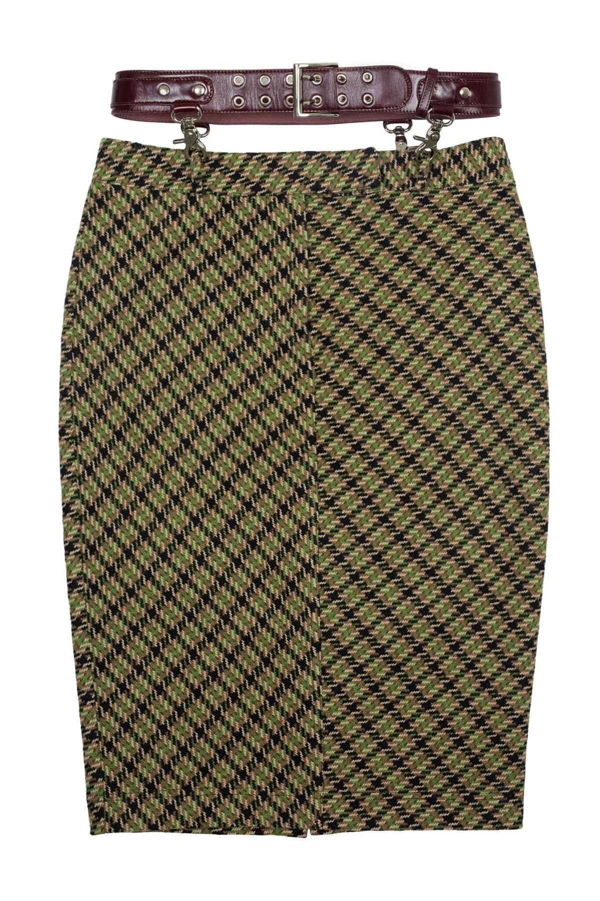 DELPHY SKIRT Jeffrey Campbell Midi Skirt Green Plaid Tweed