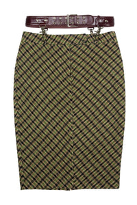 DELPHY SKIRT Jeffrey Campbell Midi Skirt Green Plaid Tweed