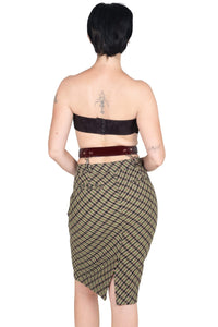 DELPHY SKIRT Jeffrey Campbell Midi Skirt Green Plaid Tweed