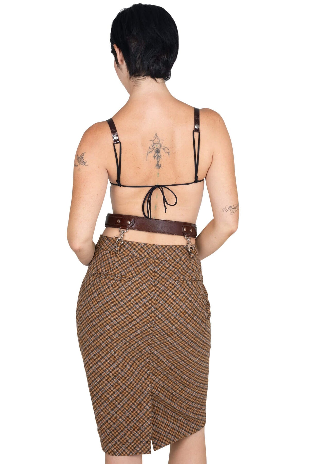 DELPHY SKIRT Jeffrey Campbell Midi Skirt Yellow Plaid Tweed